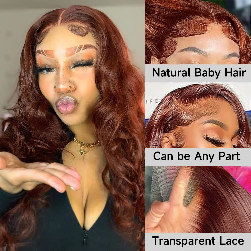 Dark Burgundy Lace Front Wigs Synthetic Body Wave Lace Wigs for Women Deep Purple 13X4 HD Lace Front Wigs T Part Glueless Wig
