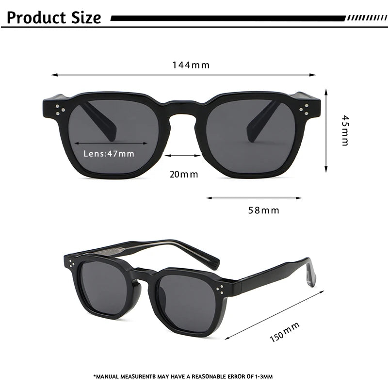 CATERSIDE Retro Square Men Sunglasses Punk Small Frame Personalized Design Sun Glasses Women Travel Party Business Festival Gift
