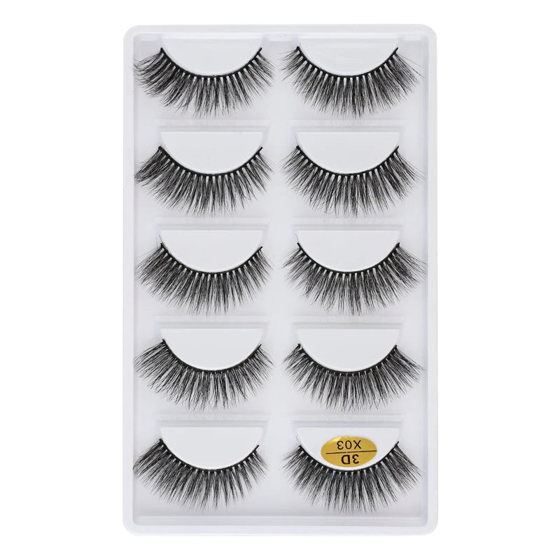 3/5 Pairs Fake Lashes Natural Long False Eyelashes Extension Fluffy 3D Mink Lashes Wispy Strip Eyelashes Makeup Tools maquillaje