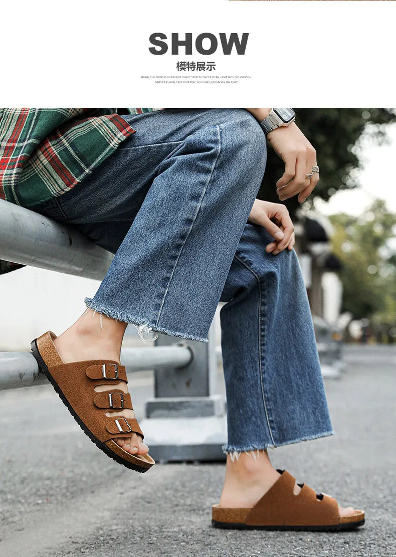 Men's Summer Sandals for Men 2024 Adult Leather Men's Sandal Man Beach Sandals Original Brands Shoes Trend Trending Comfortable