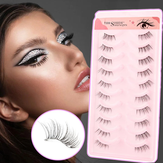 MEISHENJIE New 10 Pairs Half Lashes Natural Long 3d Mink False Eyelashes Reusable Fluffy Faux Cils Extension Makeup Tools Lashes