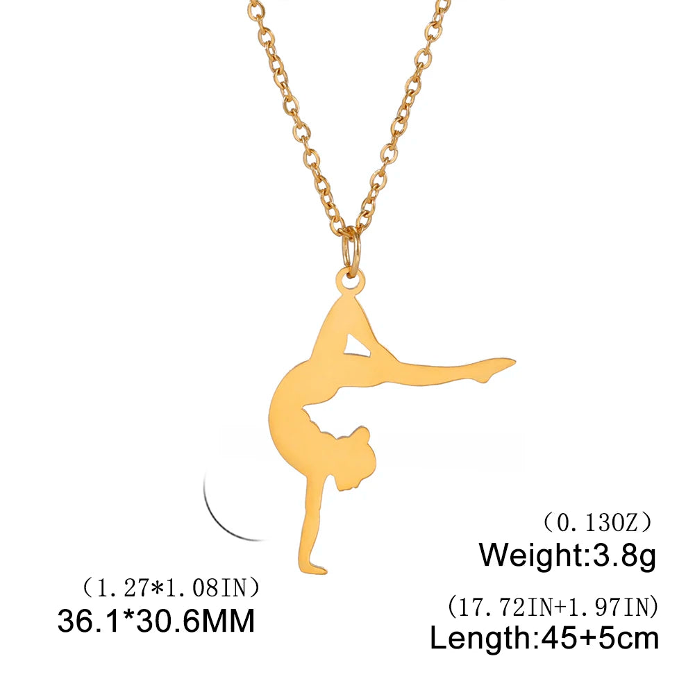 Rhythmic Gymnastics Necklace Women Trend 2025 Gymnast Stainless Steel Jewelry BFF Dancer Girl Sport Accessories Mother Day Gift