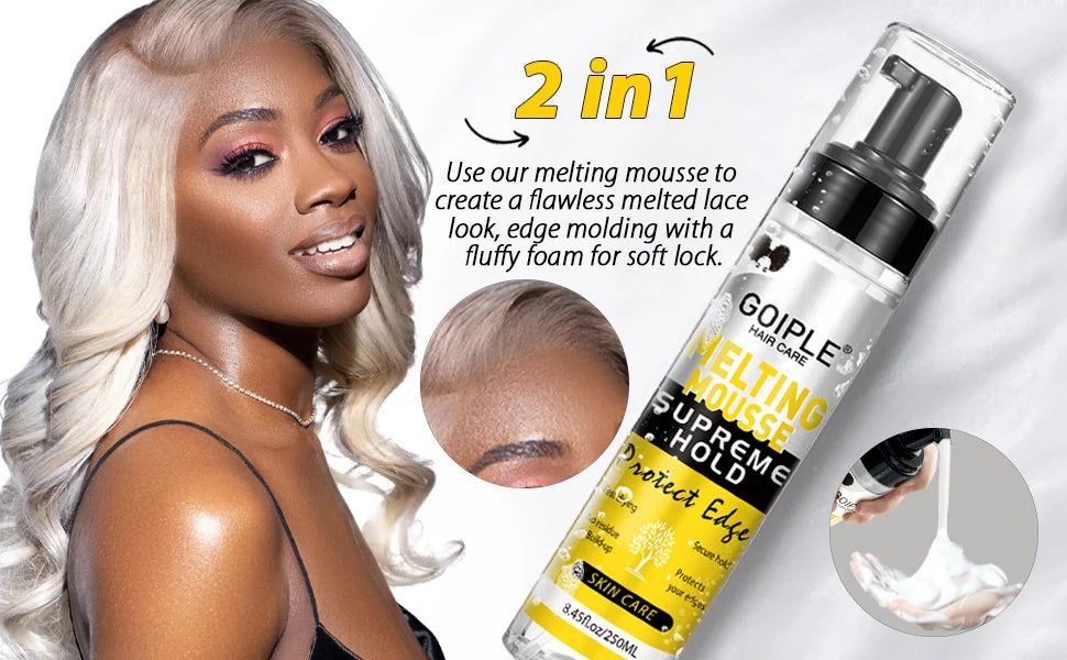 GOIPLE Wig Lace Melting Mousse Invisible Bond Supreme Hold Protect Edge Fast Drying Long-Lasting Lace Melting Spray No Residue