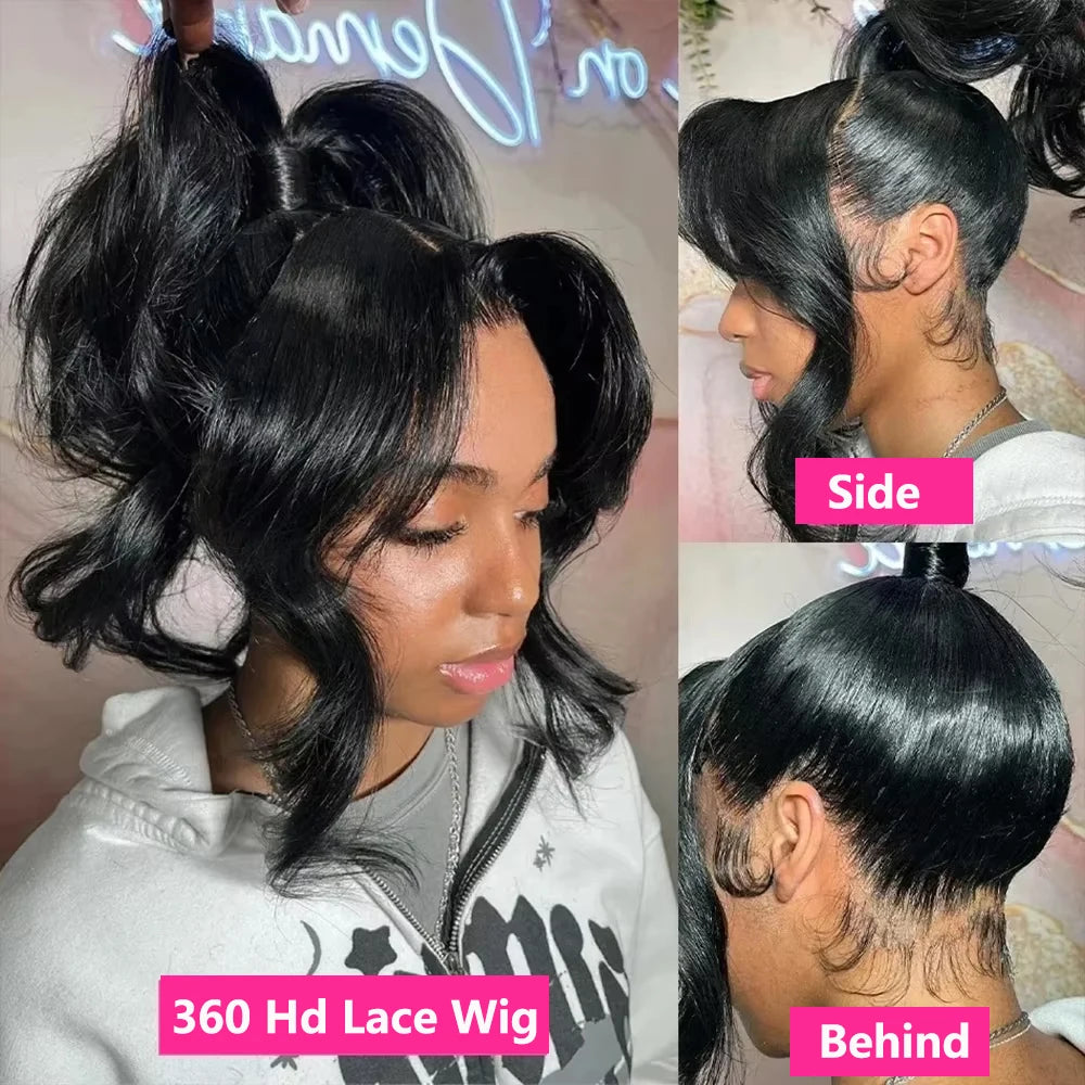 40Inch Body Wave Human Hair Wigs 360 Lace Front Wig Human Hair 13x6 Hd Lace Frontal Wig Ponytail Human Hair Black Wig For Women