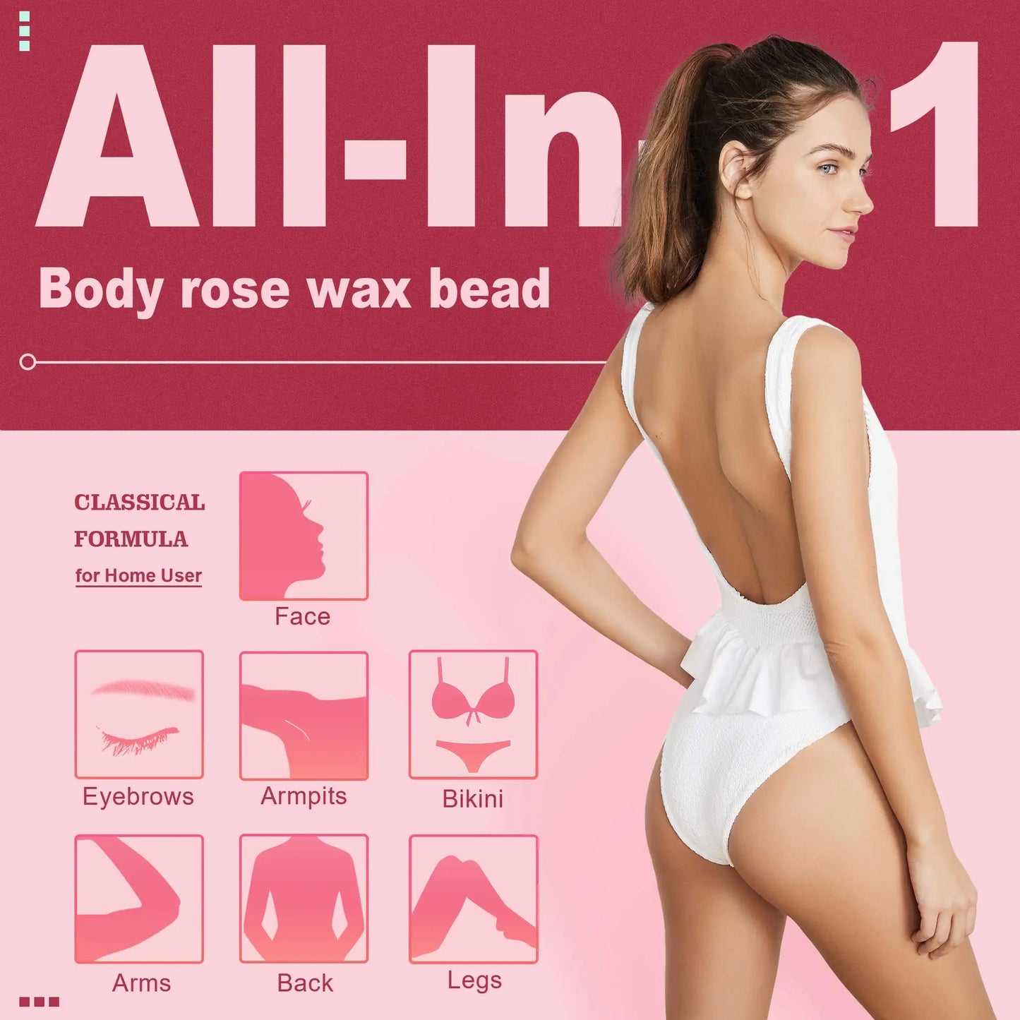 Hard Wax Beads Wax Beans for Hair Removal Sensitive Skin with Strawberries FormulaPerfect for Full Body Facial Brazilian Bikini