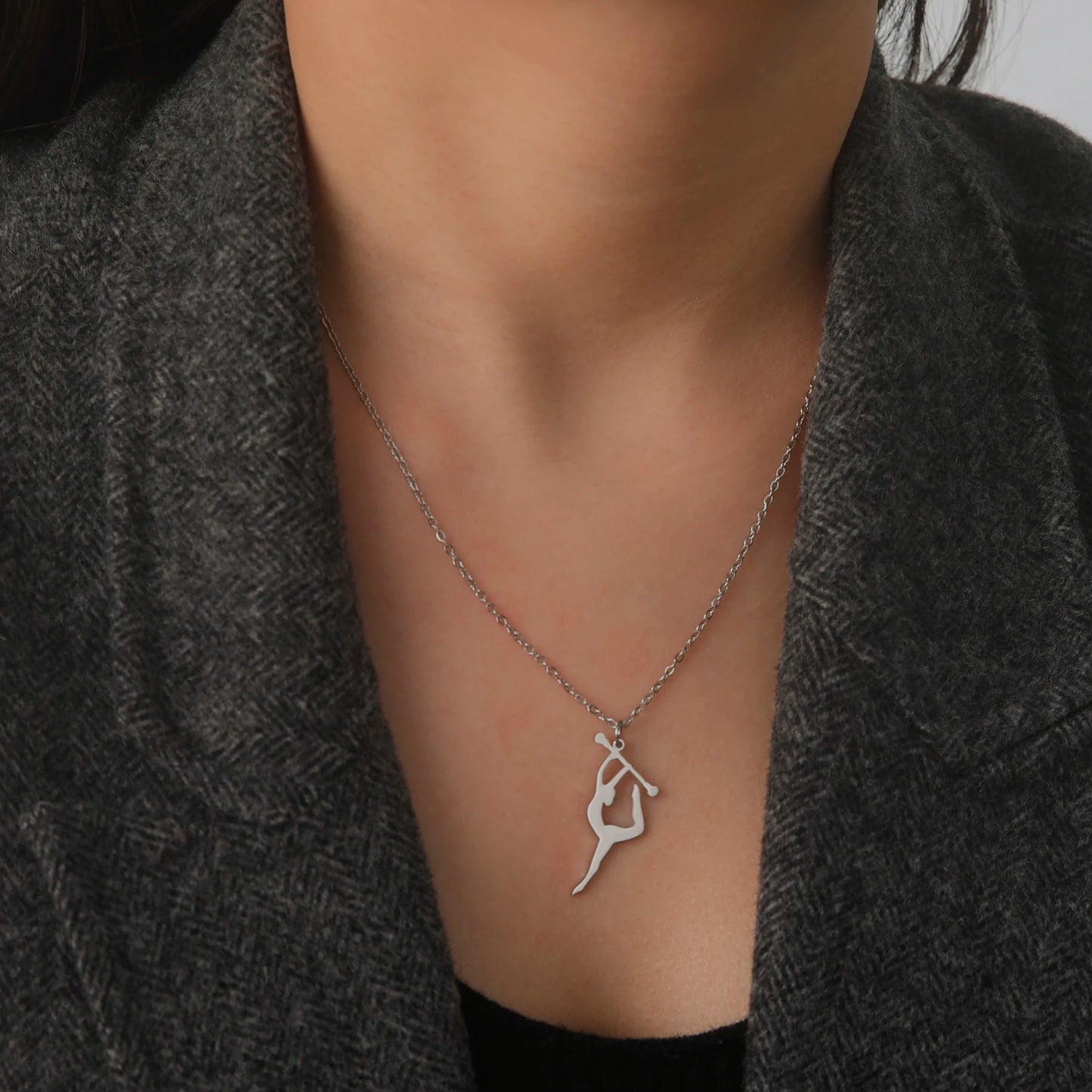 Rhythmic Gymnastics Necklace Women Trend 2025 Gymnast Stainless Steel Jewelry BFF Dancer Girl Sport Accessories Mother Day Gift