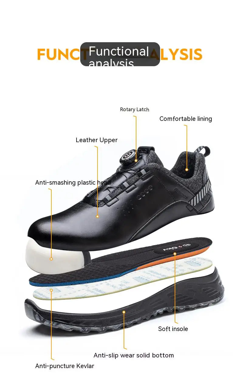 Rotating Button Security Protective Boots Men New Safety Shoes Men Anti-smash Anti-puncture Work Shoes Fashion Men Sport Shoes