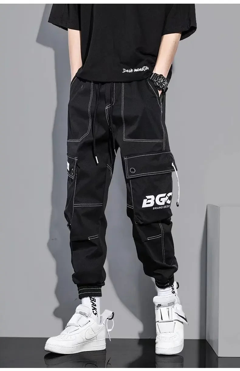 Spring Summer Korean Style Trendy Casual Men's Pants Loose Fit Work Trousers Versatile Pocket Long Leg Pants