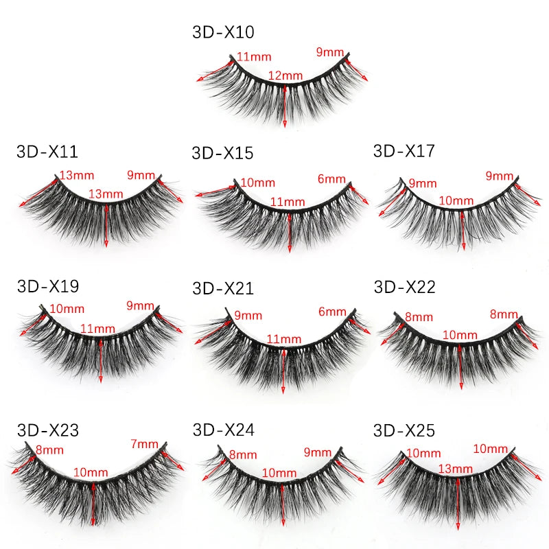 3/5 Pairs Fake Lashes Natural Long False Eyelashes Extension Fluffy 3D Mink Lashes Wispy Strip Eyelashes Makeup Tools maquillaje