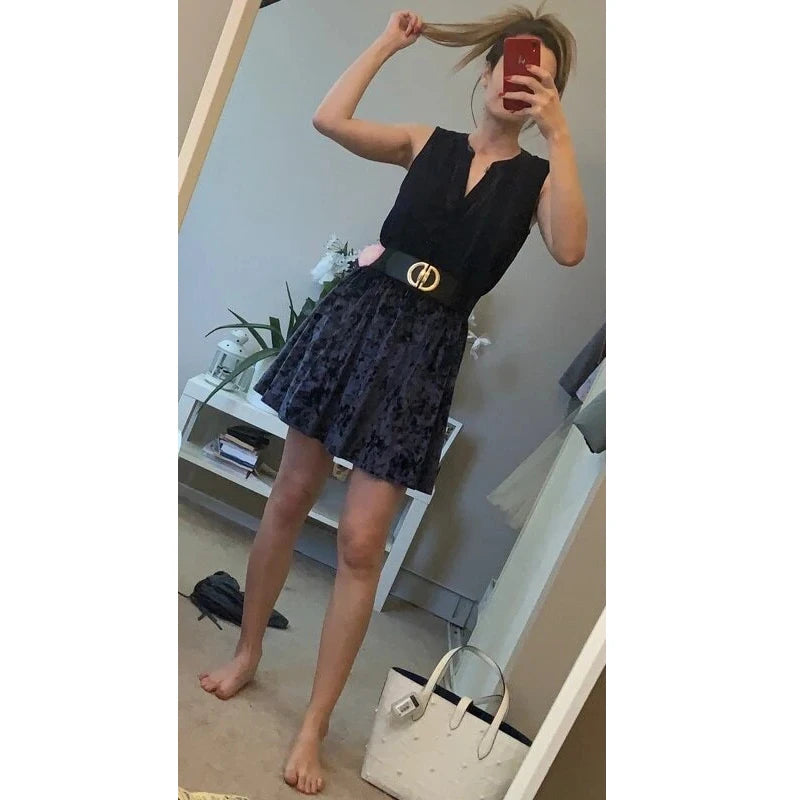 Women Skinny Elastic Belt Ladies Fashion Alloy Buckle Plus Size Stretchy Wide Waist Belt for Dresses