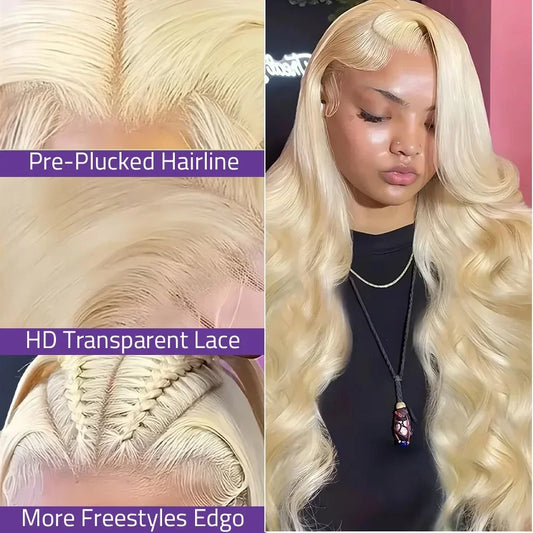 Blonde Body Wave Lace Front Wig HD Transparent Lace 13x6 Human Hair Wig 613 Pre Plucked Full Frontal Wigs For Black Women