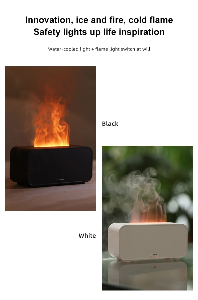New Mini Desktop Simulation Flame Humidifier 7-Color Night Lights Can add Essential Oil Timing Setting USB Diffuser Aromatherapy