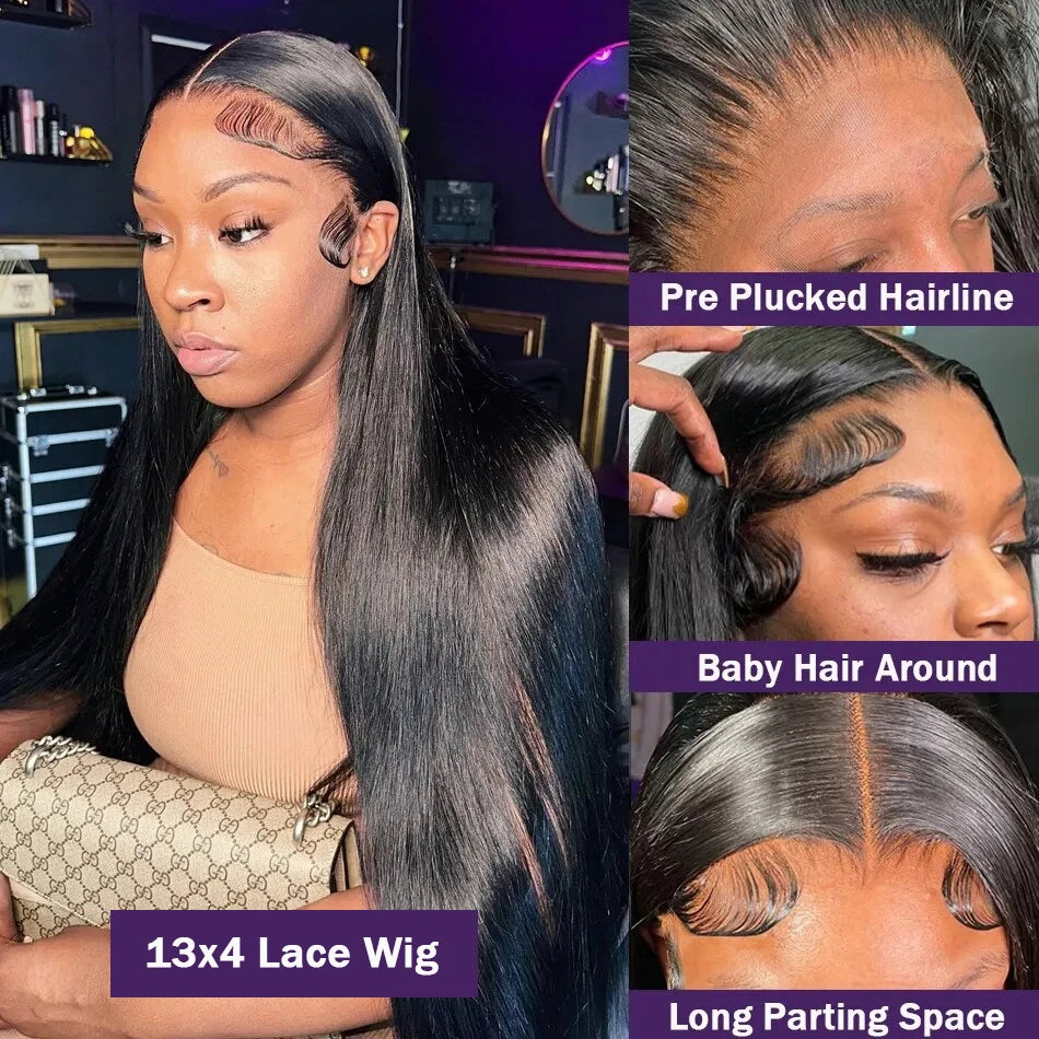 200 Density Transparent 13x6 Straight Lace Front Wig Brazilian Remy Human Hair 13x4 360 Lace Frontal Human Hair Wigs For Women