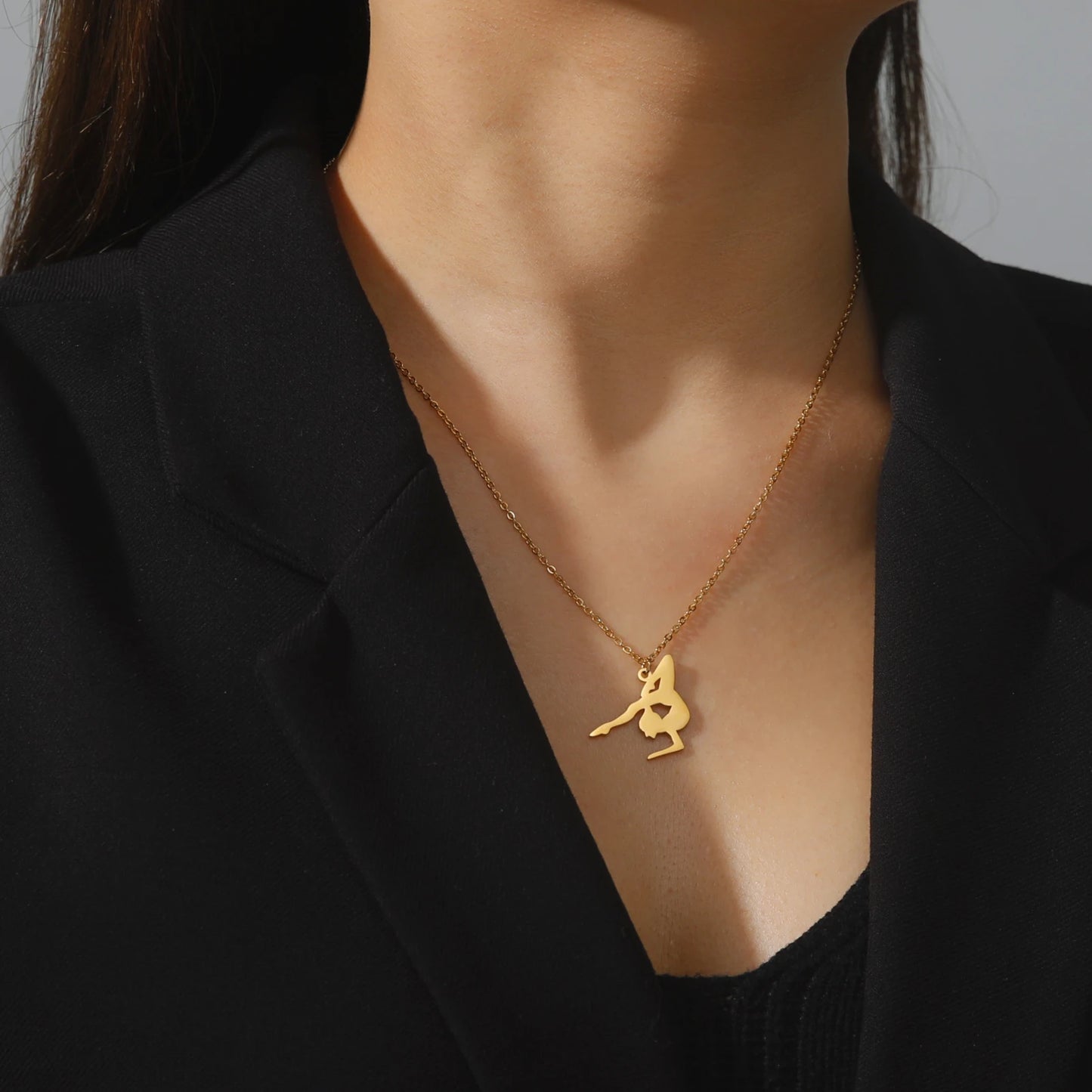 Rhythmic Gymnastics Necklace Women Trend 2025 Gymnast Stainless Steel Jewelry BFF Dancer Girl Sport Accessories Mother Day Gift