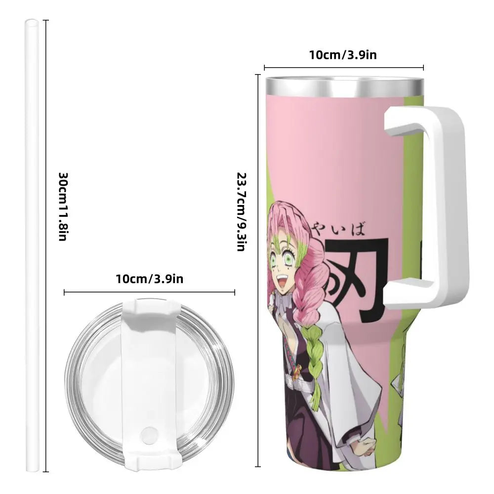 Demon Slayer 40 oz Tumbler with Handle and Straw Lid Stainless Steel Insulated Tumblers Travel