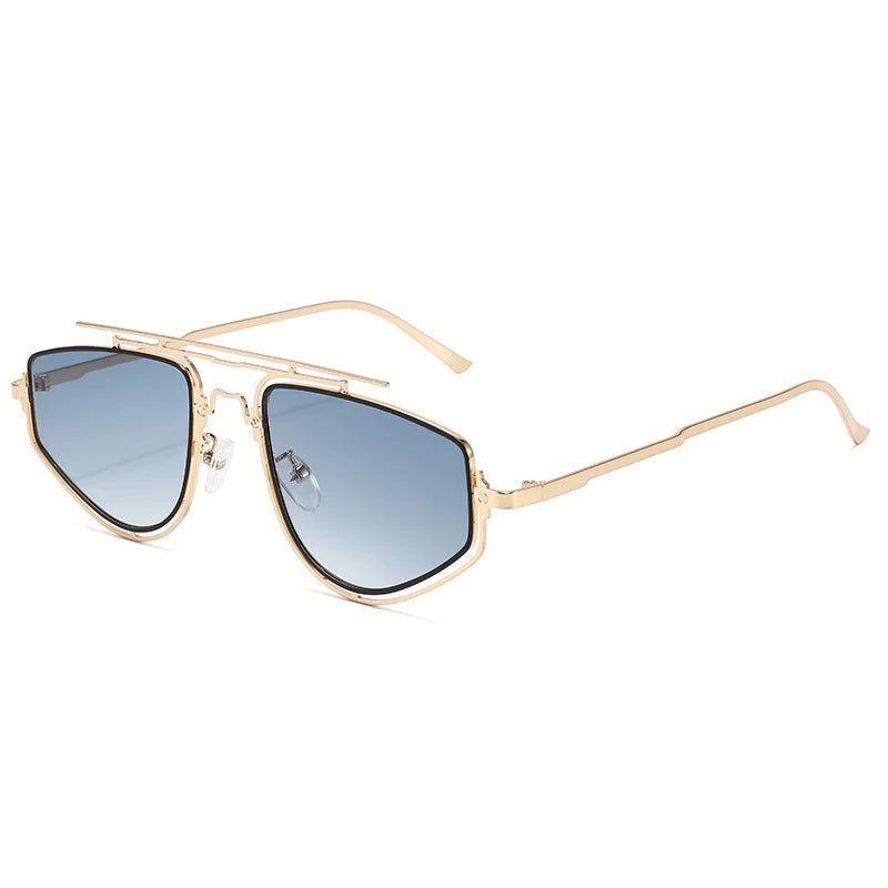 SHAUNA Retro Double Bridges Cat Eye Metal Frame Men Sunglasses Fashion Gradient Mirror Shades UV400 Women Outdoor Sun Glasses