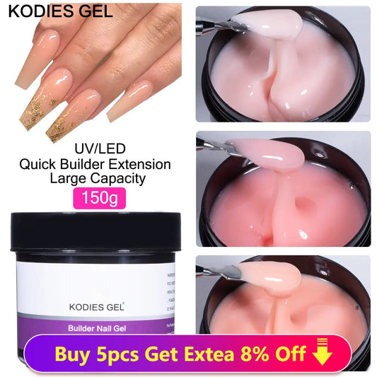 KODIES GEL 150g Builder Naill Art Gel for Extensions Jelly Pink Hard Gel Nail Polish UV Semi Permanent Vernis French Manicure