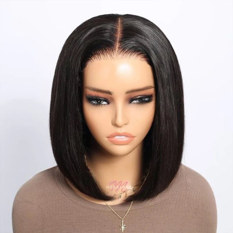 Bob Wigs Black Short Straight 180% Density  Bob Wig 4x4 Lace Wig 100% Remy Human Hair For Women Human Hair