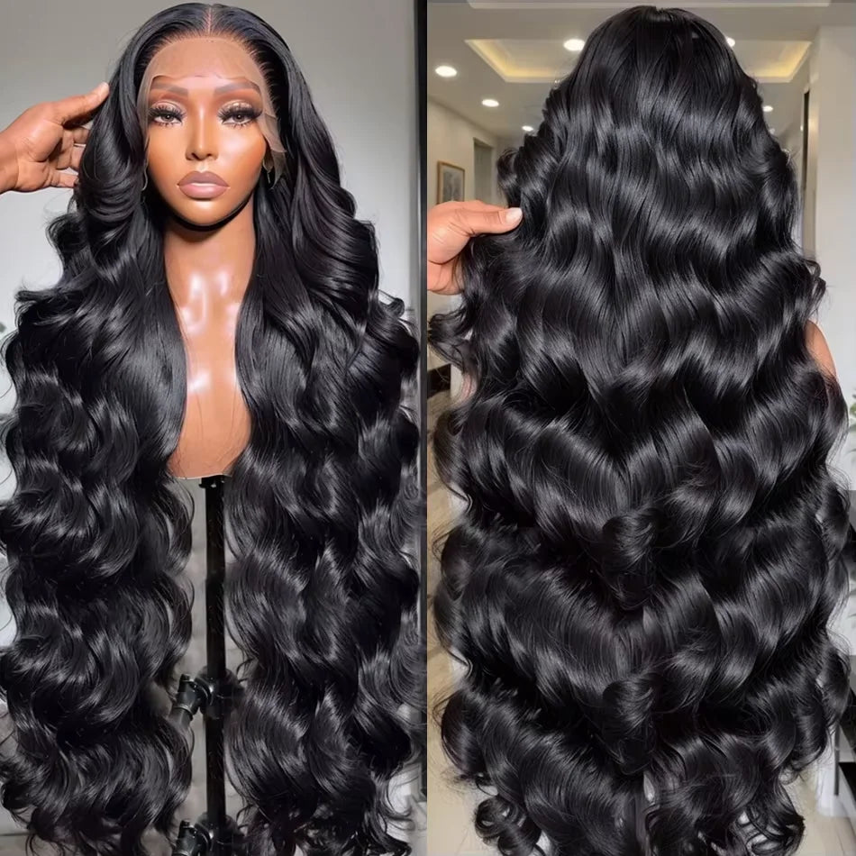 40Inch Body Wave Human Hair Wigs 360 Lace Front Wig Human Hair 13x6 Hd Lace Frontal Wig Ponytail Human Hair Black Wig For Women