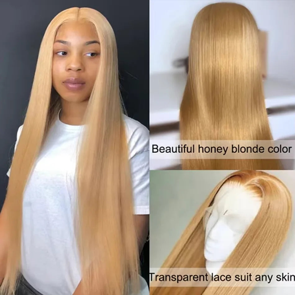 27 Honey Blonde Wig Human Hair 13x6 Hd Lace Frontal Wig 200 Density 13x4 Hd Transparent Preplucked Straight Human Hair Wigs