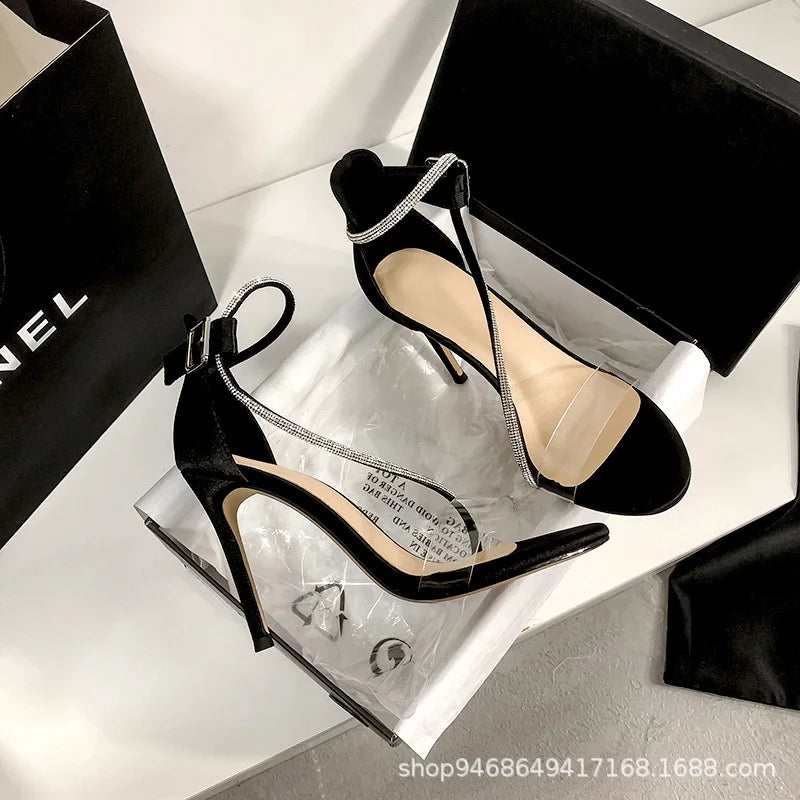 High Heel Sandal for Women All-Match Buckle Strap 2025 Summer Espadrilles Platform Female Shoe High-heeled Fashion Stiletto Silv
