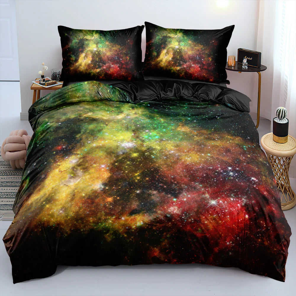 Luxury Galaxy Dark Blue Bedding Set Twin Full Queen King Size Duvet/Quilt Cover Set Shining Stars Starry Sky Comforter Cover
