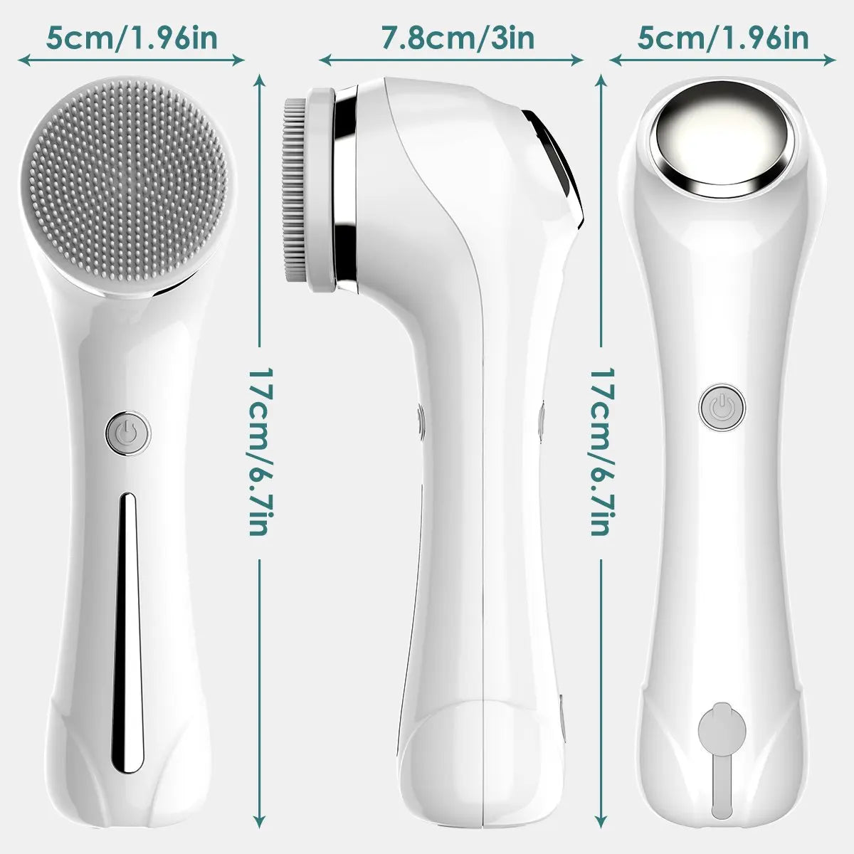 Face Scrubber Sonic Facial Cleansing Brush with 5 Interchangeable Brush Head IPX7 Waterproof Wireless Rechargeable for Massaging