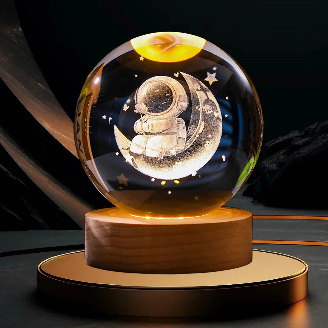 3D Crystal ball Crystal Planet Night Light DIY Laser Engraved Solar System Globe Astronomy Birthday Gift Home Desktop Decoration