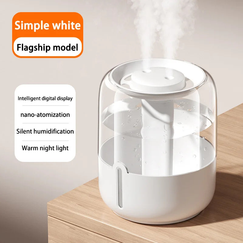 6.8L Large Capacity Humidifier USB Double Spray Quiet Humidifier Home Dormitory Office Bedroom Desktop With Night Light