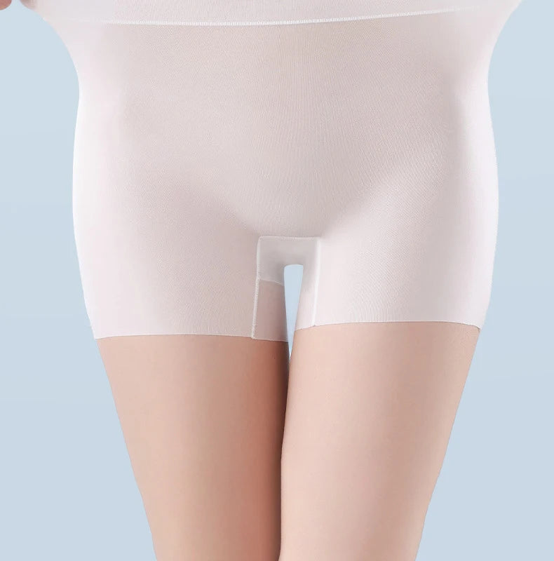 1pcs Summer Ice Silk Ultra-thin Quick-drying Boxer Brief Women Seamless High waist Panties Plus Size Female Safety Underwear