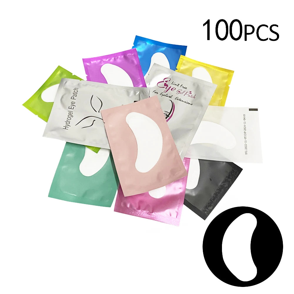 100 pairs Eyelash Pads Grafted Lash Hydrogels Gel Patches Under Eye Pads for Eyelash Extension Tips Sticker Makeup Tools