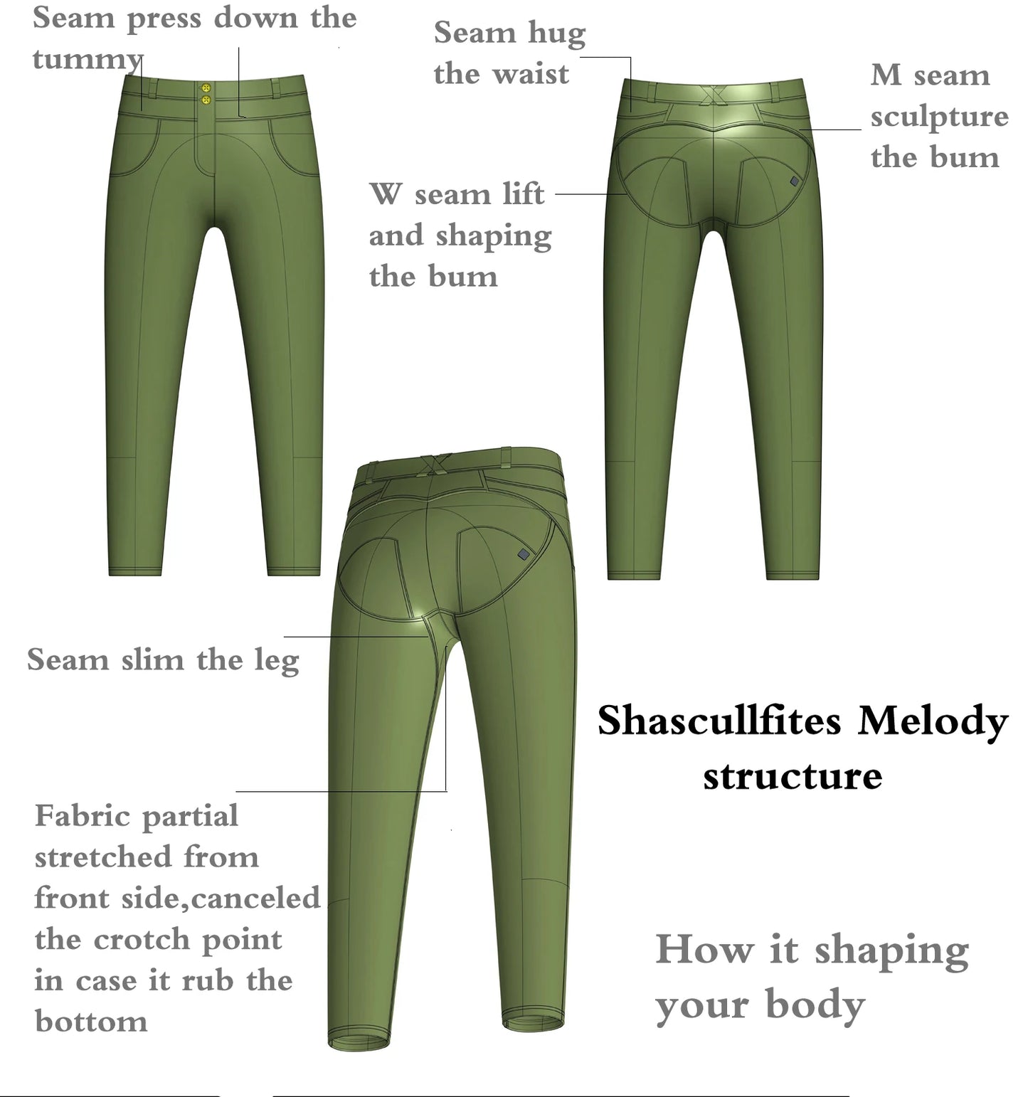 Shascullfites Melody High Waisted Skinny Jeans For Women Black Denim Jean Elastic Waist Bum Lift Jeggings