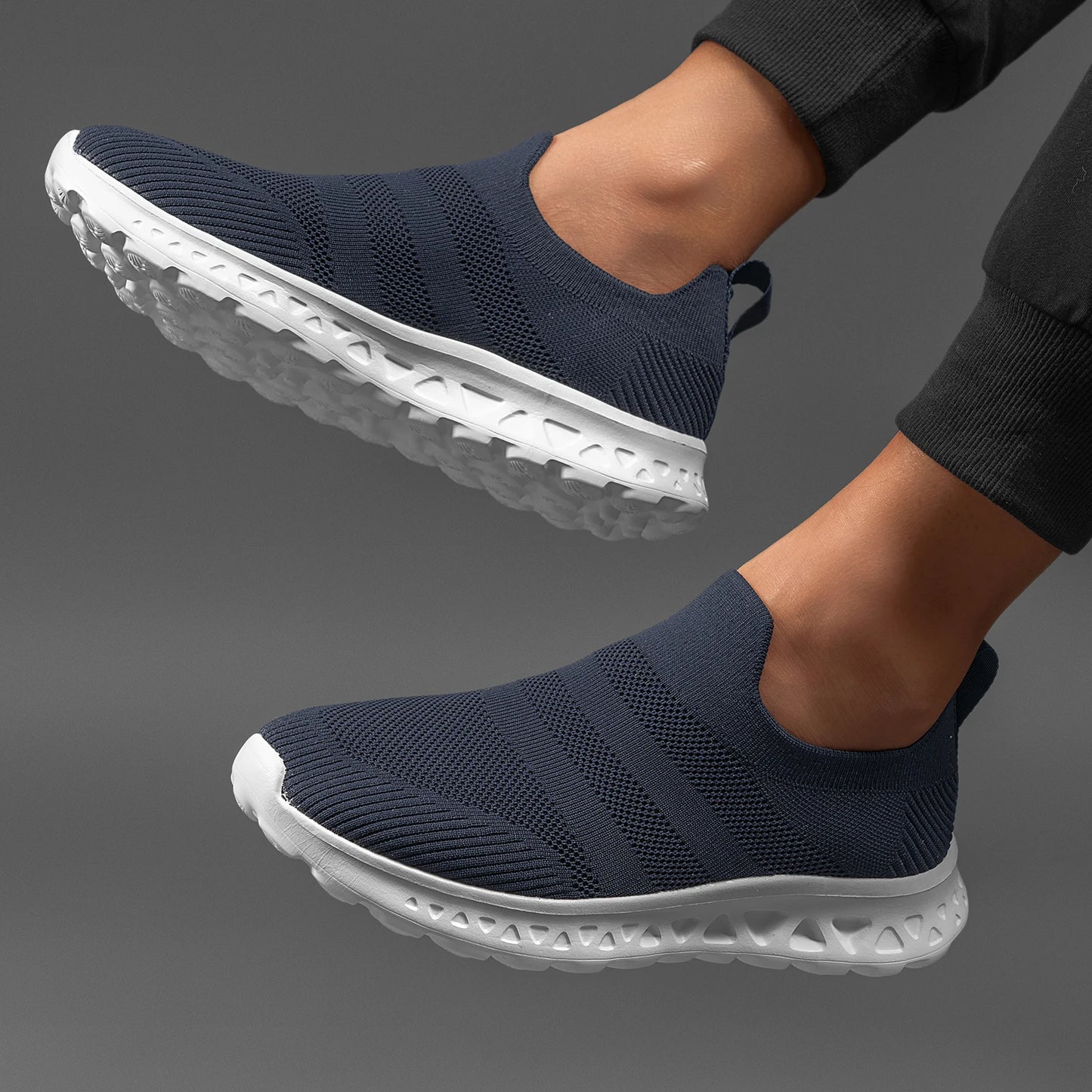 2024 Men Sneakers Knit Running Shoes Breathable Outdoor Mesh Blue Sport Shoes Lightweight Sneakers Man Shoes Comfortable 1273