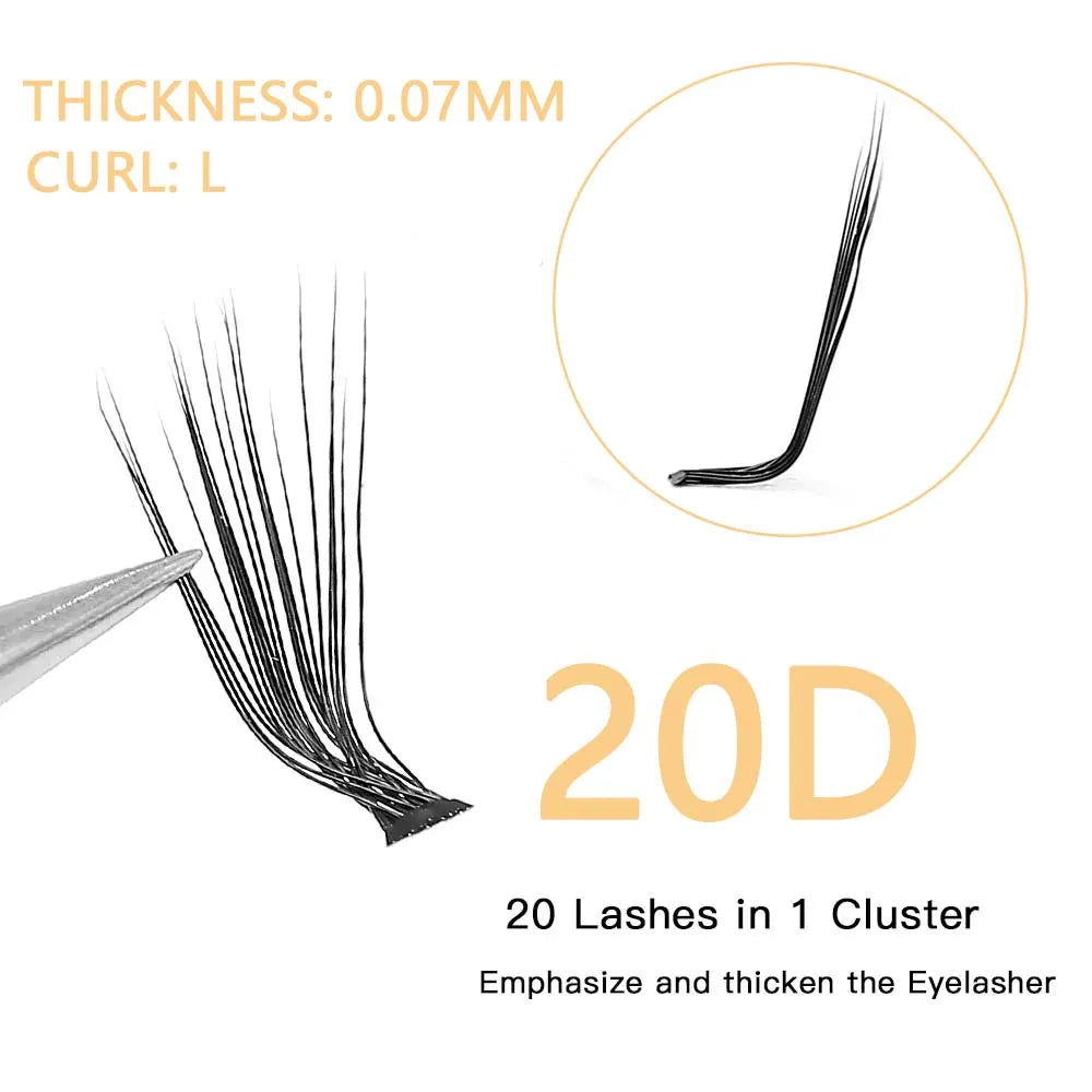 New 20D L Curl Cluster Eyelash Extensions Natural Mink Lashes 1 Box/60 Bundles Individual Eyelash Makeup Tools Cilias Volume