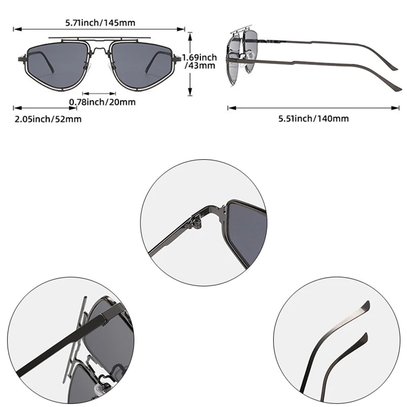 SHAUNA Retro Double Bridges Cat Eye Metal Frame Men Sunglasses Fashion Gradient Mirror Shades UV400 Women Outdoor Sun Glasses