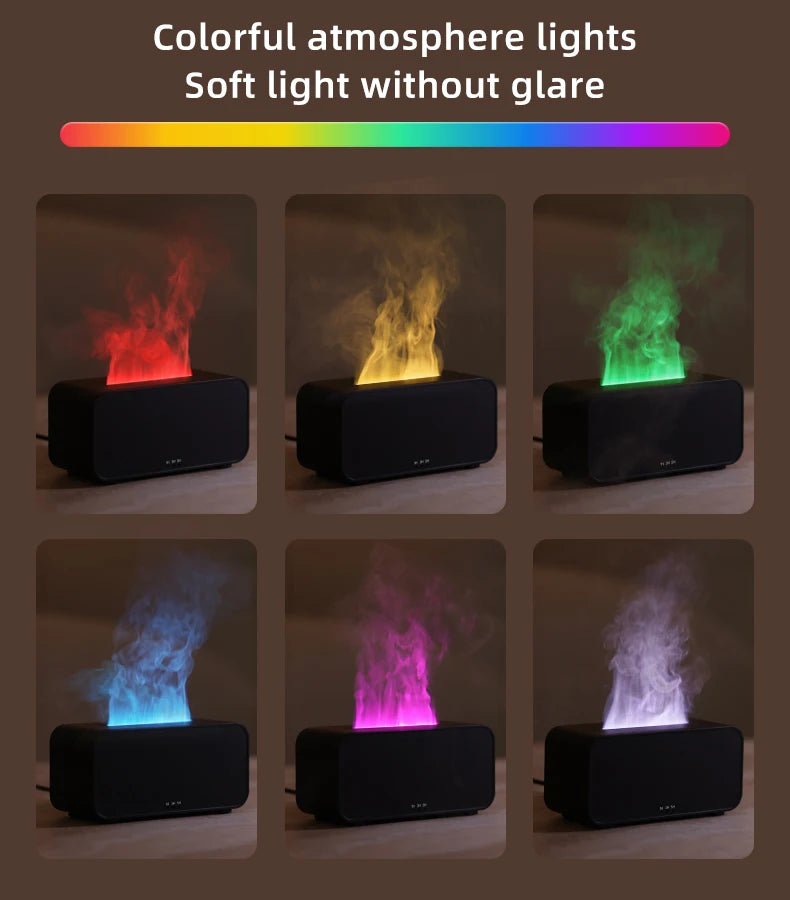 New Mini Desktop Simulation Flame Humidifier 7-Color Night Lights Can add Essential Oil Timing Setting USB Diffuser Aromatherapy
