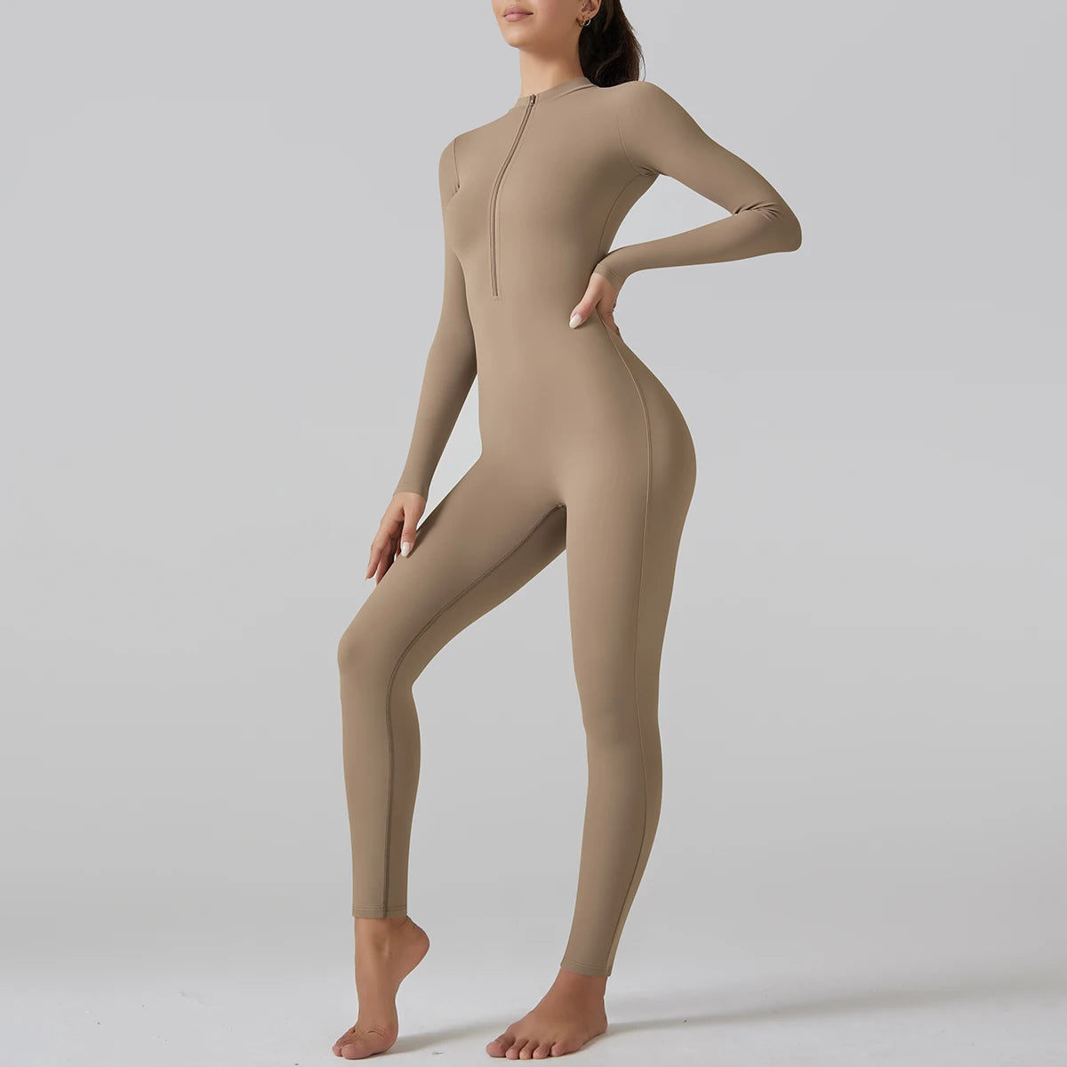 Yoga Set Women's Jumpsuits One-Piece Suit Leggings Zipper Long Sleeve Gym Push Up Workout Clothes Fitness Bodysuit Sportswear