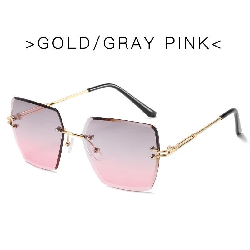 2024 Trendy Polygonal Gradient Men Sunglasses New Frameless Cut Edge Sunglasses for Women Sunscreen and Shading Sunglasses