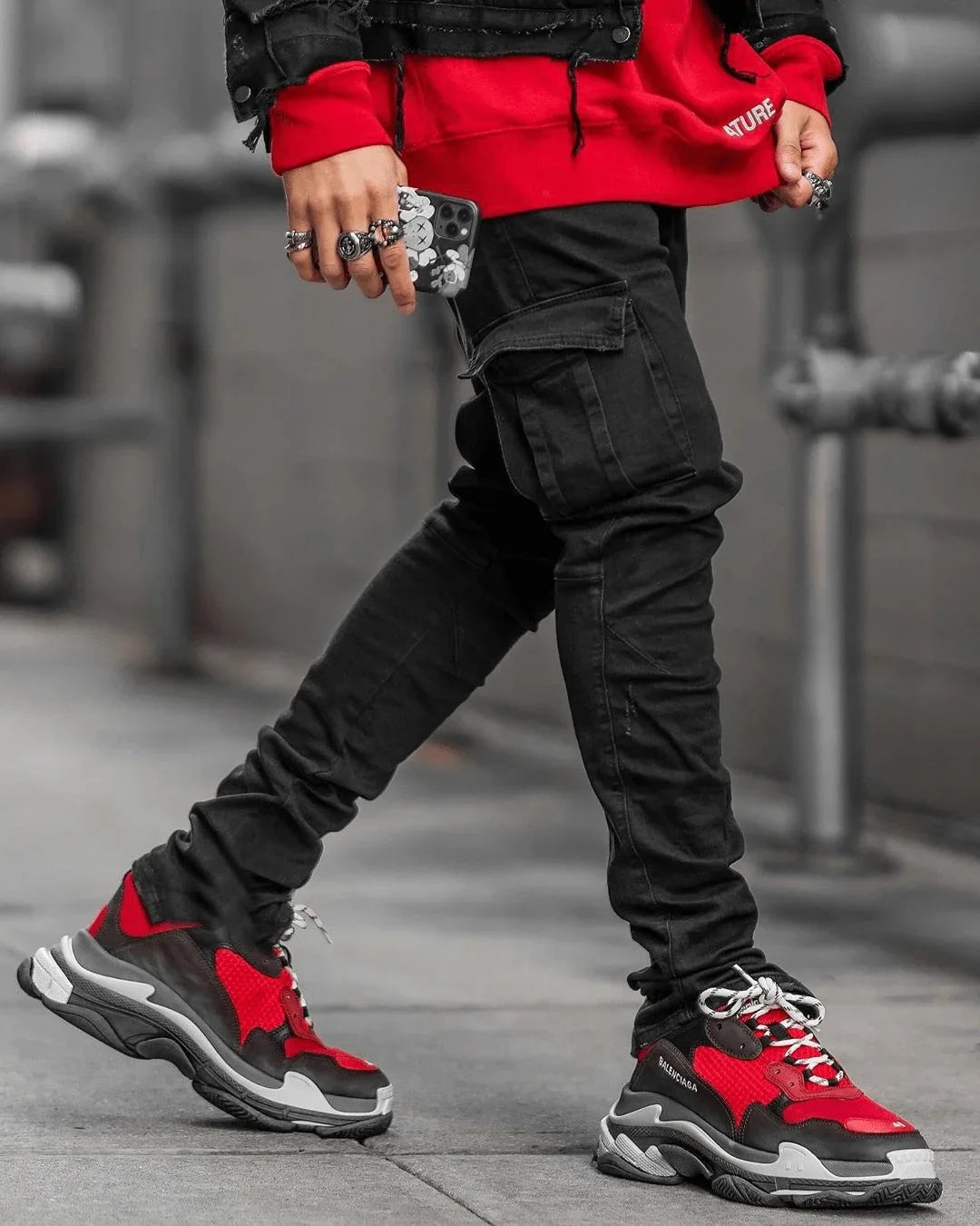 New Jeans Men Pants Wash Solid Color Multi Pockets Denim Mid Waist Cargo Jeans Plus Size Fahsion Casual Trousers Male Daily Wear