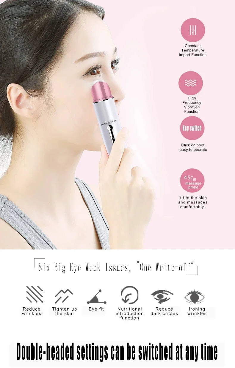 Electric Facial Eye Massager Pen Vibration Double Head EMS Rejuvenation Eye Machine LED Photon Skin Rejuvenation Anti-wrinkle