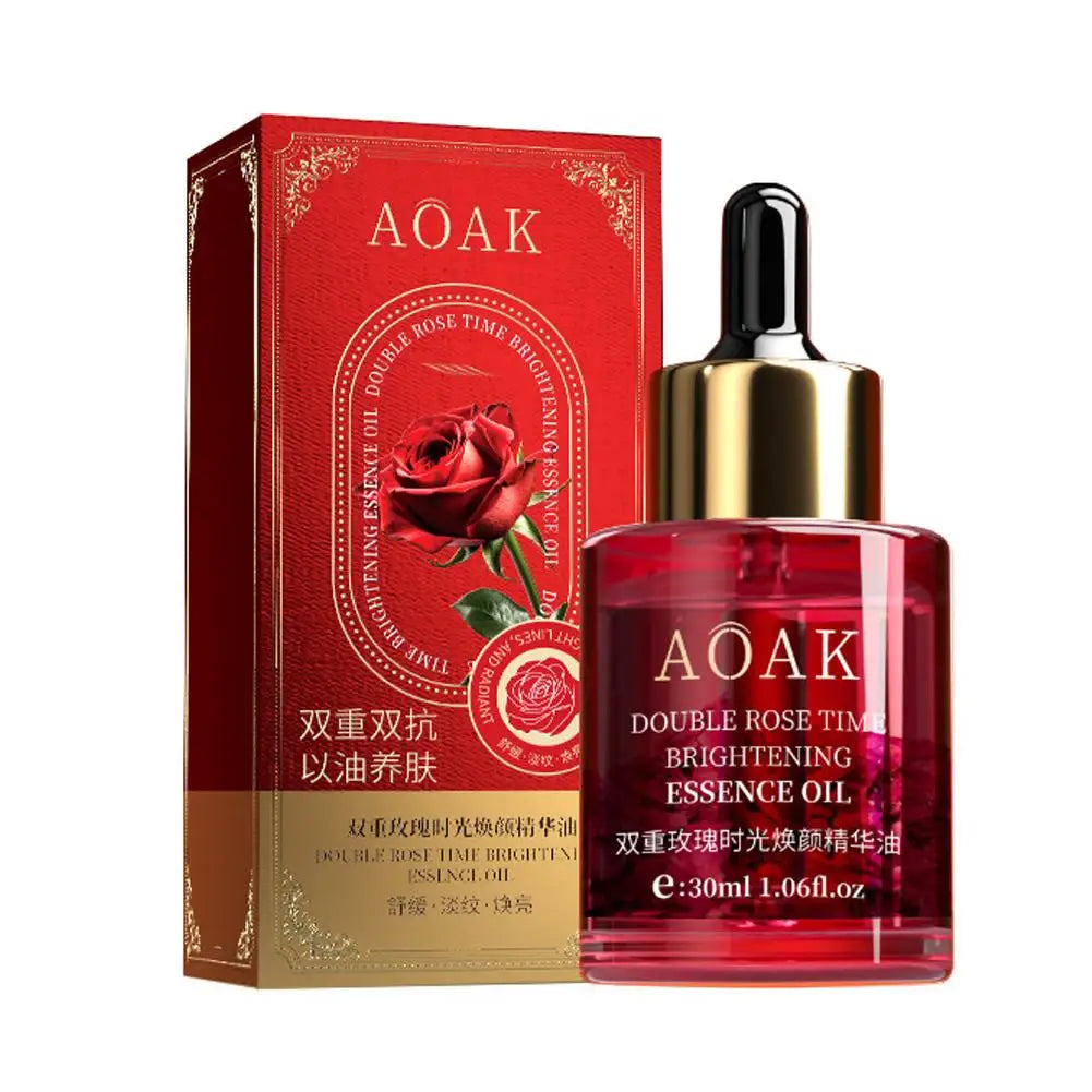 30ml Double Rose Petal Radiance Essence Oil Facial Care Tightening Moisturizing Ginseng Essential Oil Face Serum Korean Skin Car