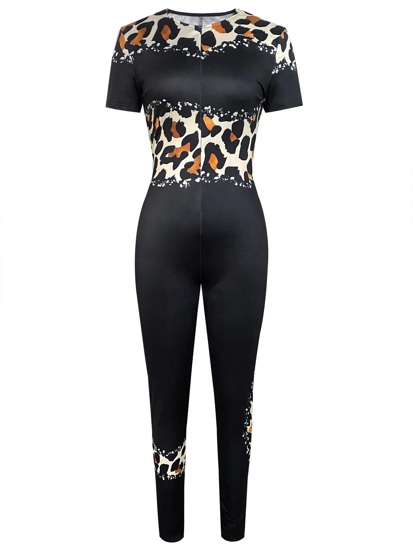 LW Spring Summer Women Casual Fashion V-Neck Long Sleeve Zipper Design Skinny One-Pieces Sportswear Outfits Jumpsuit
