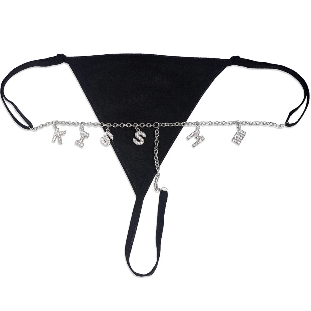 Colorful Customized Thong A-Z Letter Name Waist Body Chain For Women Sexy Underwear Bikini Panties DIY Body Jewelry Dropshipping