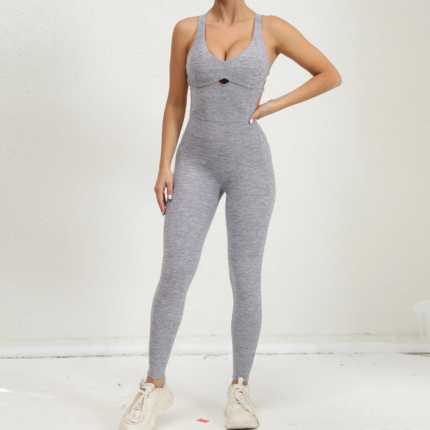 Sexy Cross Backless Scrunch Sport Jumpsuits Monkeys Women Sportswear One Piece Gym Yoga Workout Clothing Female Fitness Overalls