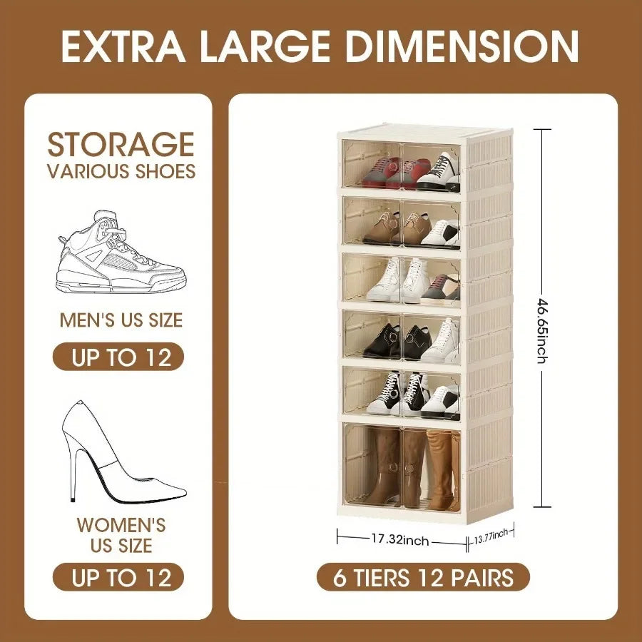1pc Portable Shoe Storage Shoe Rack Closet with Magnetic Clear Door Home Storage Box Storage Box Sneaker Cabinet Storage Box