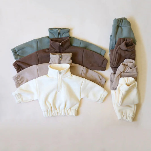 Kids Sportswear Suits for Children Warm Autumn Winter Fleece Jacket + Pant Baby Kids Boy Girl Tracksuits Clothes Outfit