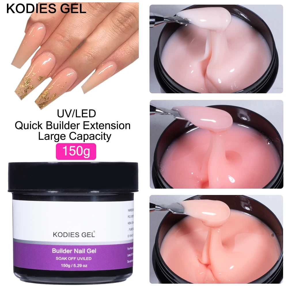 KODIES GEL 150g Builder Naill Art Gel for Extensions Jelly Pink Hard Gel Nail Polish UV Semi Permanent Vernis French Manicure