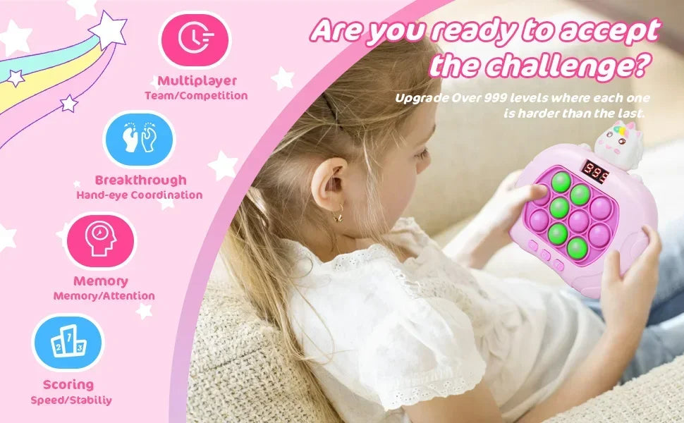 999 Level Electronic Pop Quick Push Bubbles Game Machine Kids Cartoon Fun Squeezing Toys Anti Stress Sensory Bubble Toy Gifts