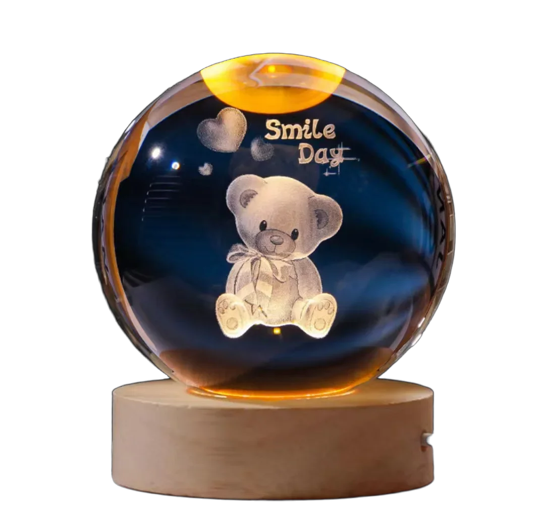 3D Crystal ball Crystal Planet Night Light DIY Laser Engraved Solar System Globe Astronomy Birthday Gift Home Desktop Decoration