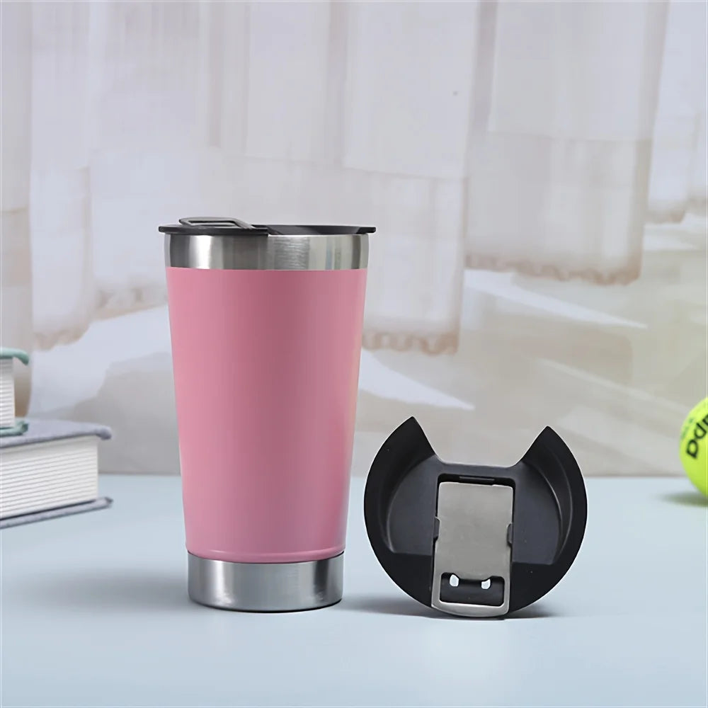 Stylusella Tumbler 16oz/480ml Stainless Steel Beer Mug, Double Wall Vacuum Insulated Tumbler, Cup Lid with Bottle Opener, Keeps